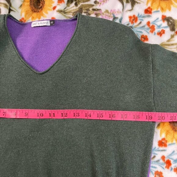 Zaket & Plover Sweater Womens XS Gray Cotton Cashmere Colorblock Gray Purple - Picture 3 of 6